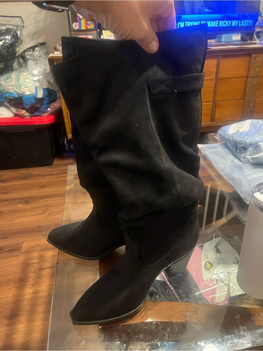Journey collection kaleah 9.5 M Black Mid-Calf Slouch Boot with Buckle Detai - Picture 6 of 9